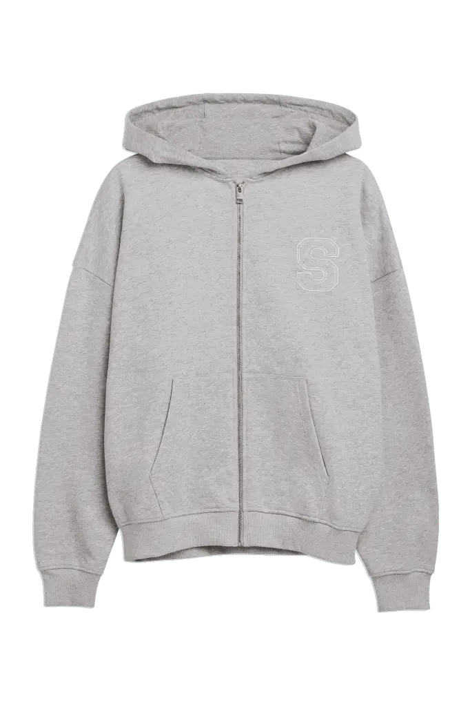 STRONGER-U1003_1004-Essential Full Zip Hoodie_Grey Melange-P01.webp