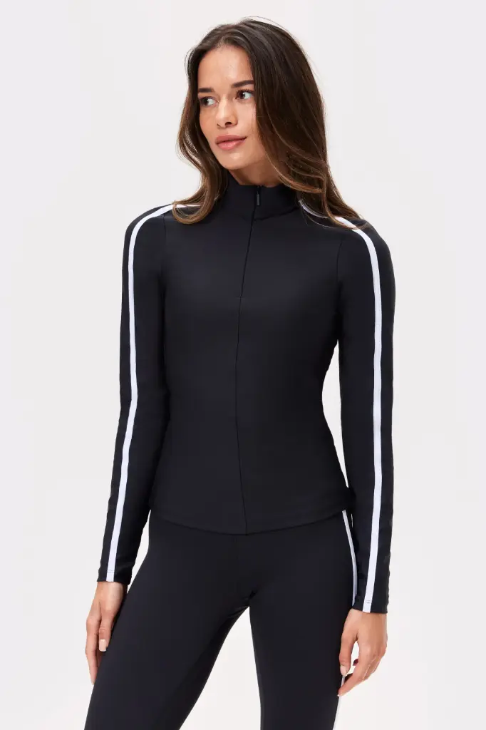 [STR587-S-ZW] Stronger Signature Stripe Half Zip Black (S)