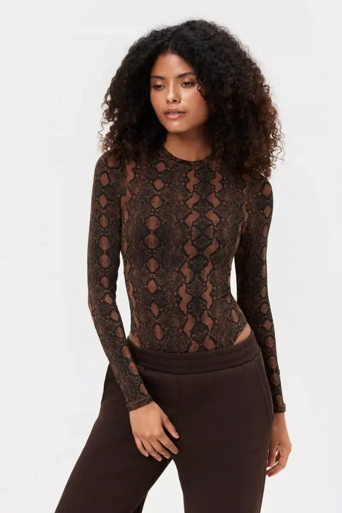 Stronger Soft Bodysuit Snakeskin Brown