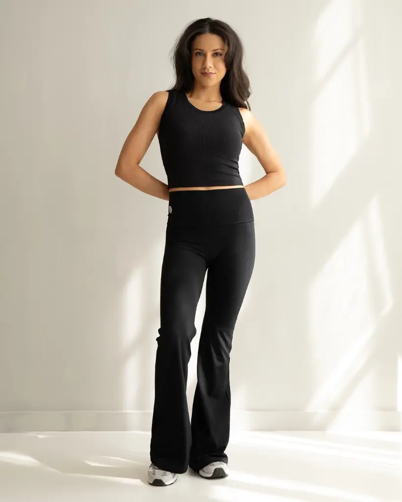 Spica Rise Flare Legging Zwart