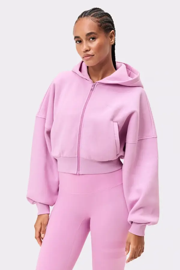 [STR10-S-ROZ] Stronger Relaxed Cropped Full Zip Hoodie Sweet Lilac (S)