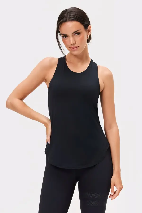 [STR48-S-ZW] Stronger Airy Racerback Tank Black (S)