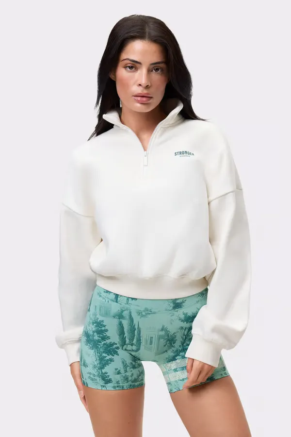 [STR7100-S-ECR] Stronger Half Zip Sweatshirt Whisper White (S)