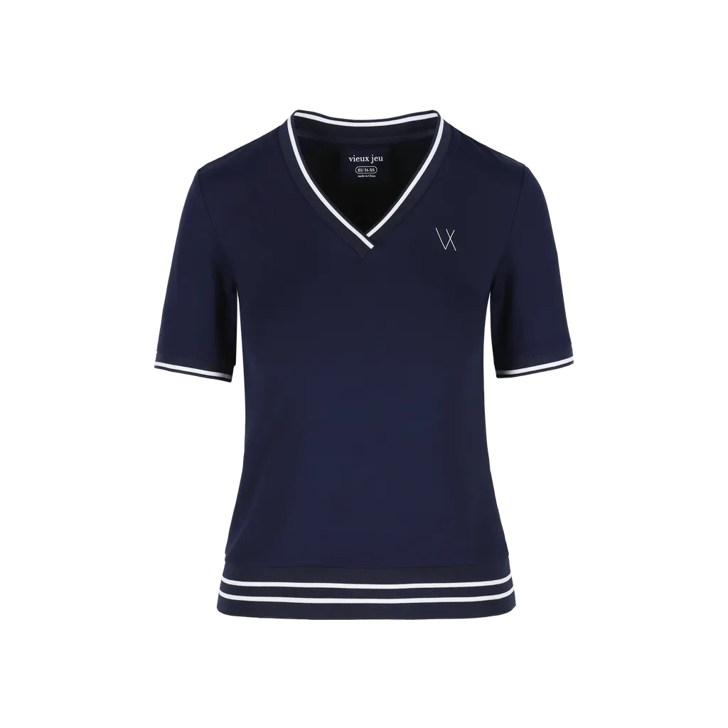 [VIEU71-S-DBL] Vieux Jeu Emilie Top Mono Donkerblauw (S)