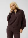 Guess Sweatshirt Met Halve Rits Bruin