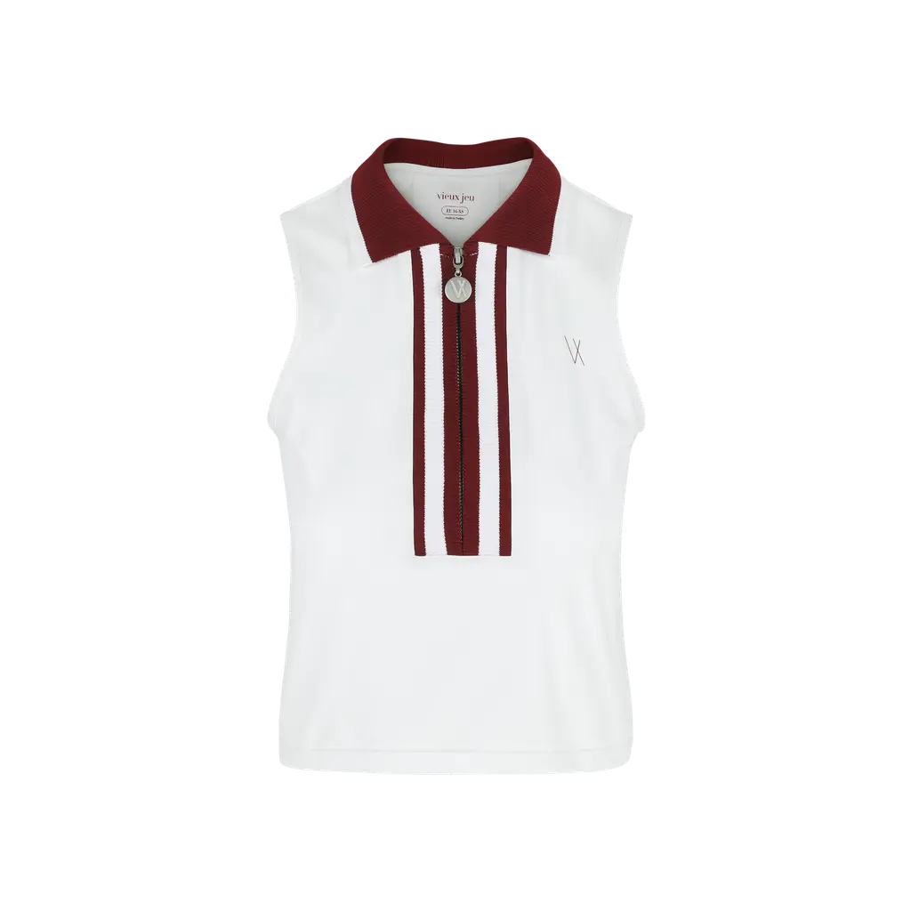 [VJ123-S-WB] Vieux Jeu Josephine top White/Burgundy (S)