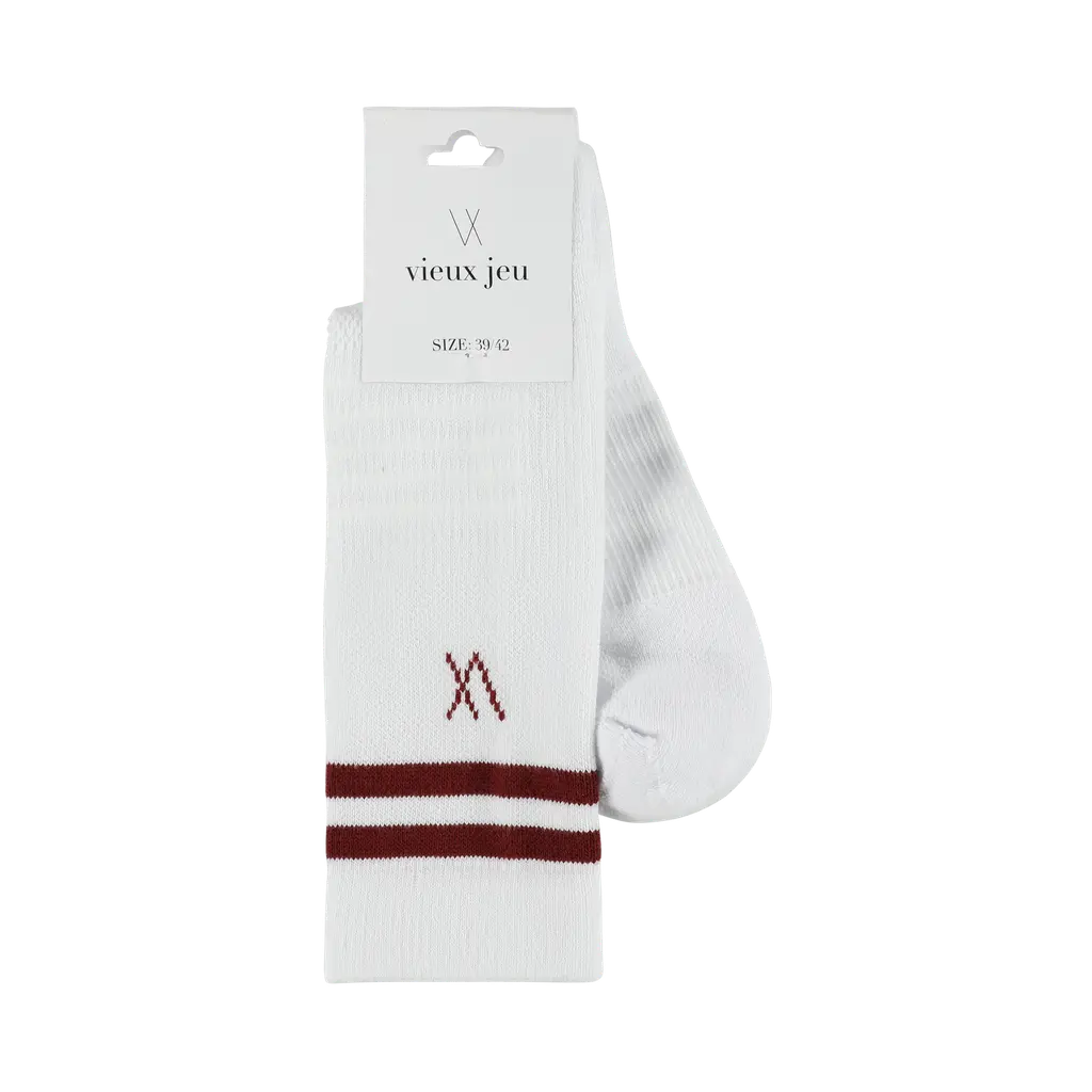 Vieux Jeu Bo Socks White/Burgundy