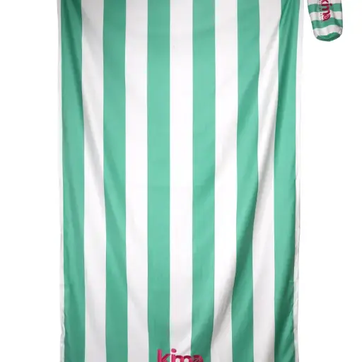 [KI55-1-GSTR] Serviette de plage microfibre XXL - Rayures Vert Menthe