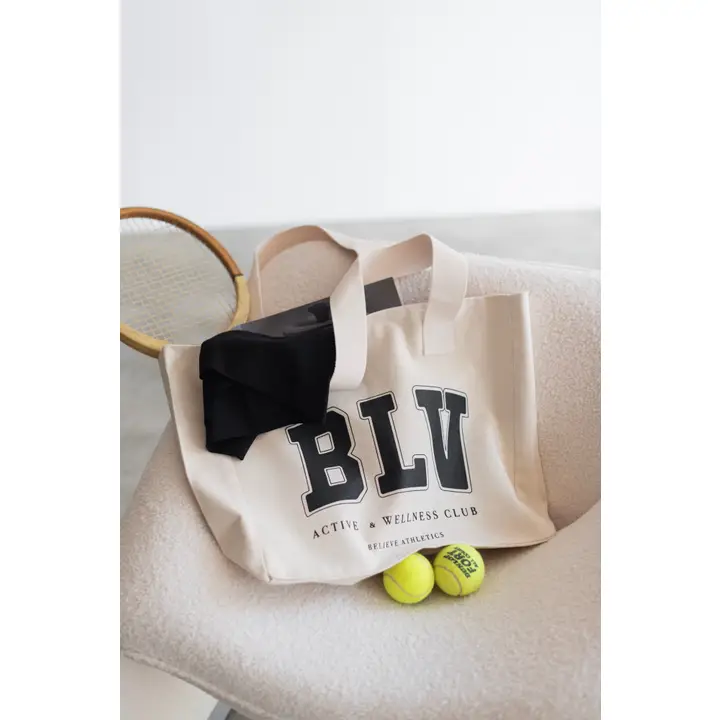 [BA-456-1-CR] Varsity tote bag cream and black