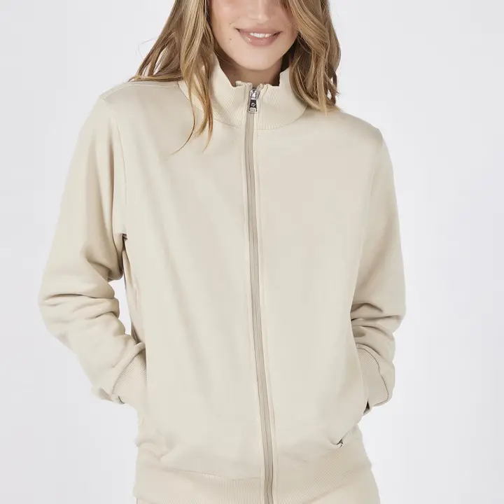 Brushed zip sweatshirt in certified organic cotton