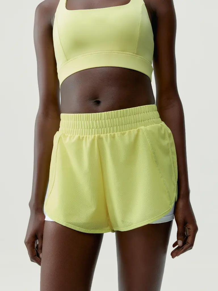 Padma short in yellow green/white
