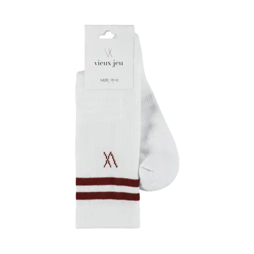 Bo Socks White/Burgundy