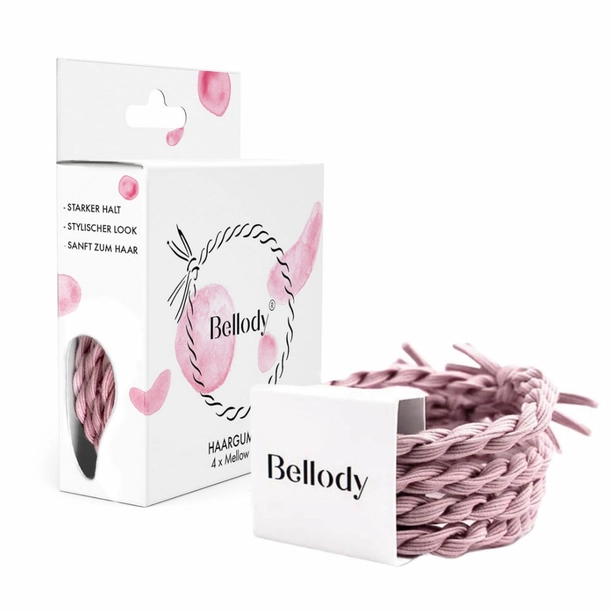 [BEL33-1-ROZ] Haargummis rosa-Bellody (4 Stück-Mellow-Pink)
