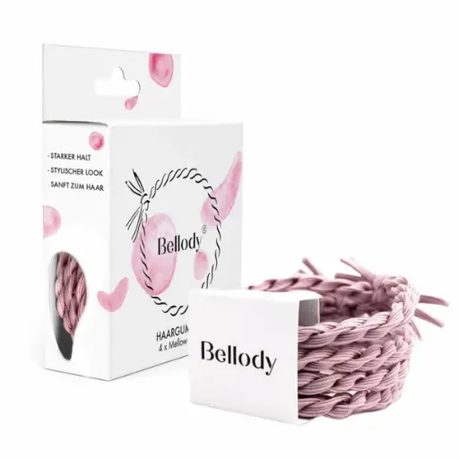 [BEL33-1-ROZ] Hair scrunchies pink-Bellody (4 pieces-Mellow-Pink)