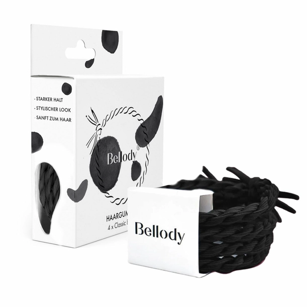 [BEL77-1-ZW] Haargummis schwarz - Bellody (4 Stück - schwarz)