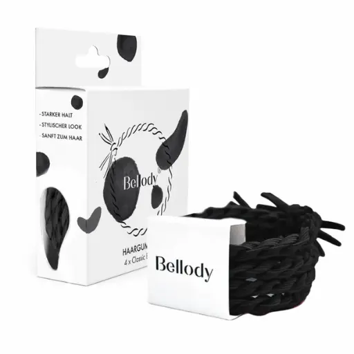 [BEL77-1-ZW] Hair scrunchies black - Bellody (4 pieces -black)