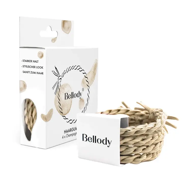 [BEL123-1-LBR] Haargummis beige - Bellody (4 Stück - Champagner Beige)