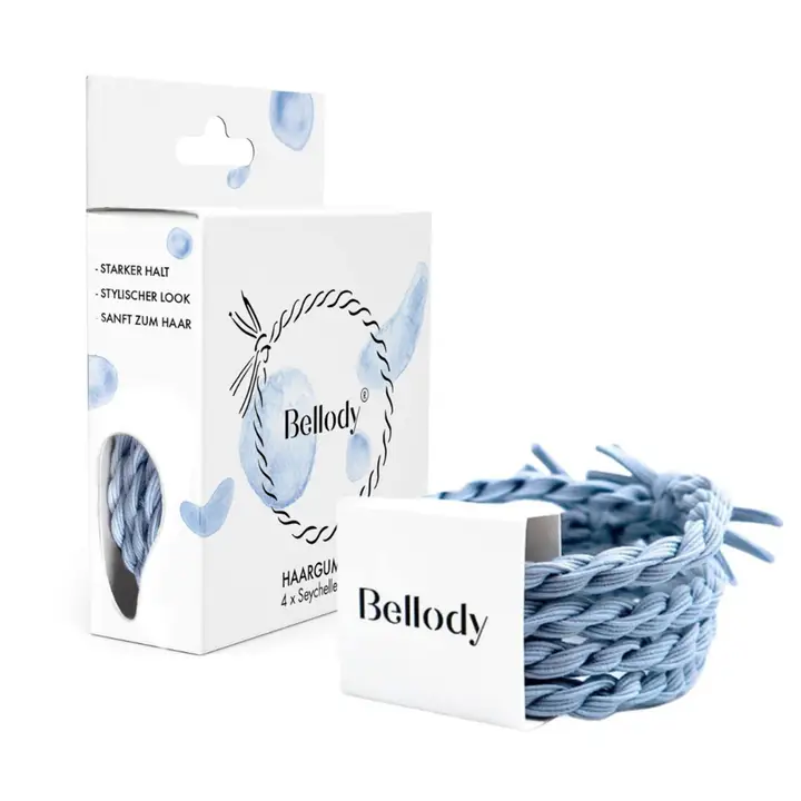 [BEL65-1-BL] Haargummis blau - Bellody (4 Stück -Seychelles Blue)