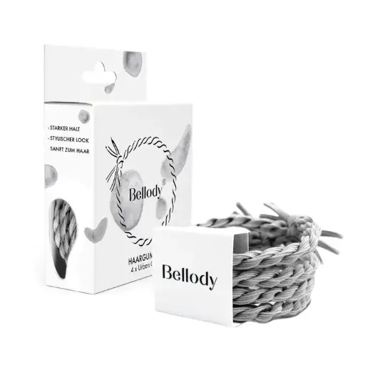 [BEL43-1-GRI] Hair scrunchies gray - Bellody ( 4 pieces-Urban Gray)