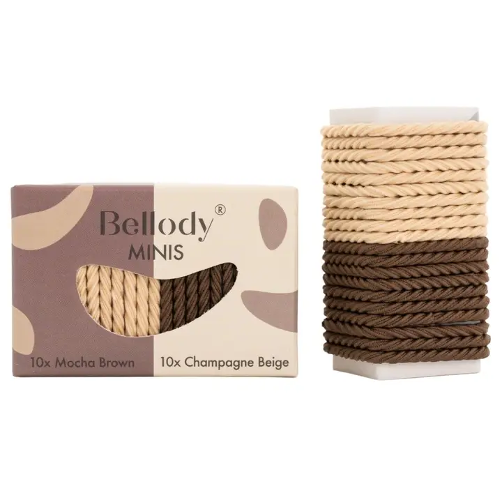 Mini-Haargummis (20 Stück) Bellody (braun & beige)