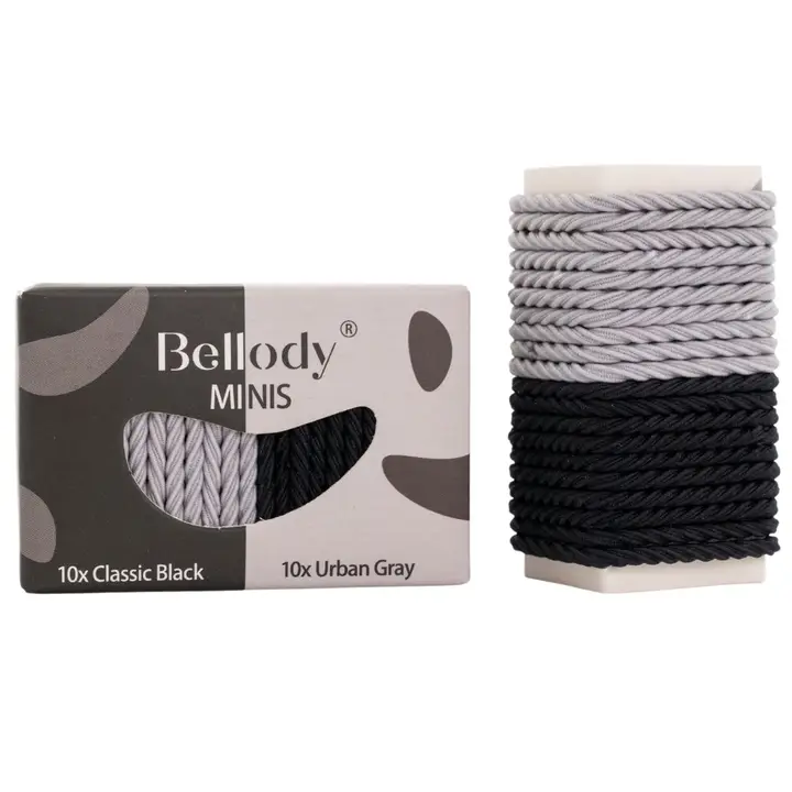 Mini élastiques à cheveux (20 Pièces) Bellody (noir & gris)